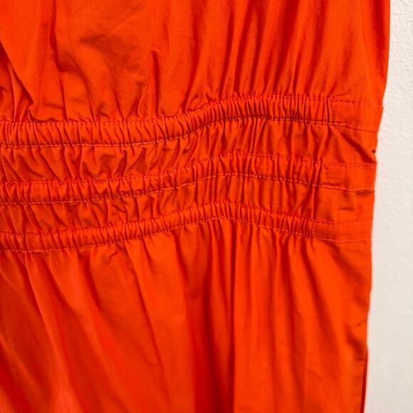 NWT Quince Maxi Dress Medium Vermillion Red 100% Organic Cotton Poplin Tiered - Picture 3 of 11